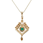 Chalcedony and Diamond Kite Shaped Pendant in 18k Yellow Gold