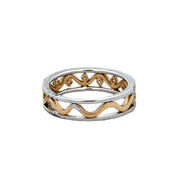 Openwork Diamond Band in White and Yellow Gold