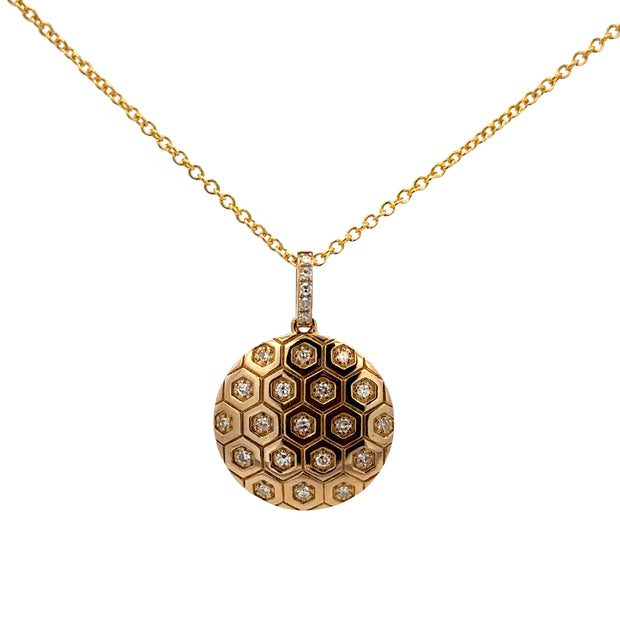 Diamond Accented Disc Pendant in Yellow Gold