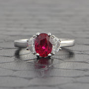 GIA 2.01 ct. Burmese Ruby and Half Moon Cut Diamond Ring in Platinum