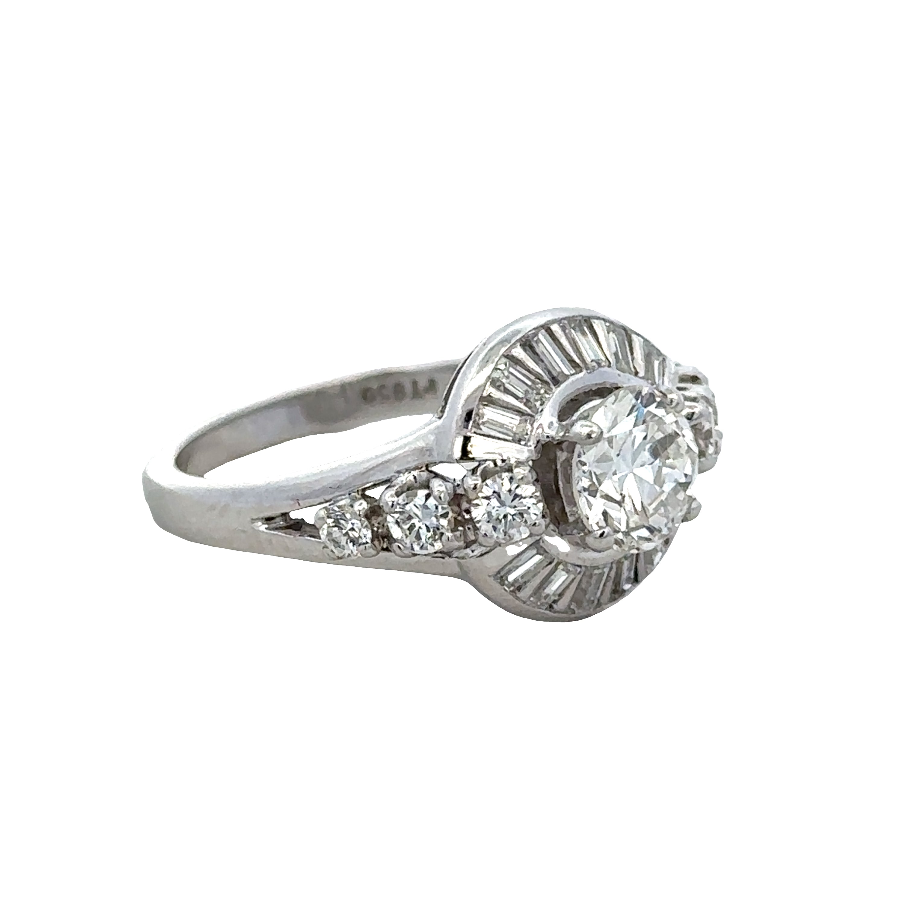 Vintage Platinum Old European Cut Diamond Engagement Ring – Size 6.75