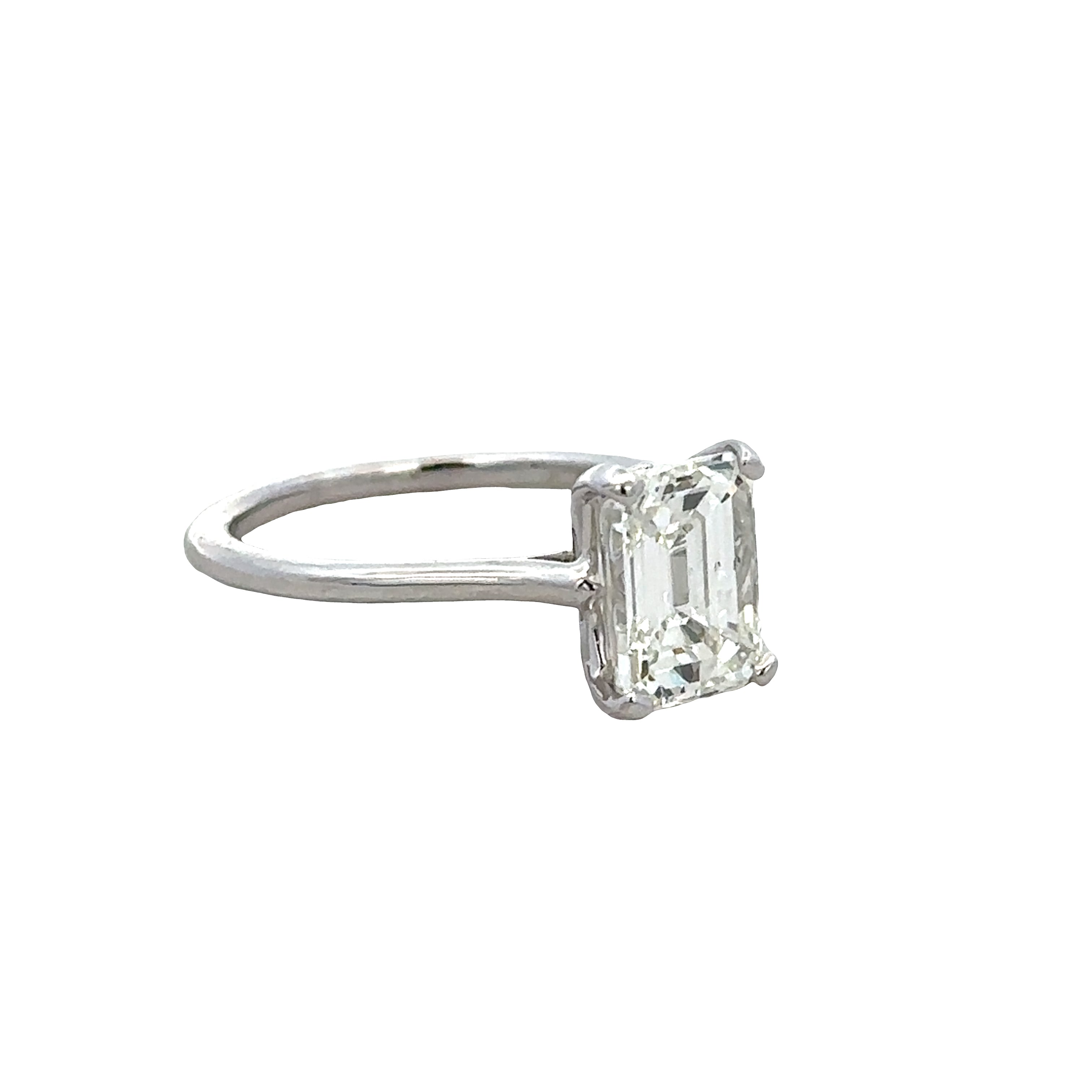 14k White Gold Emerald Cut Diamond Engagement Ring – Size 5.5