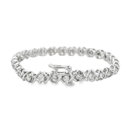 Diamond Accented "XO" Bracelet in White Gold 6.25"