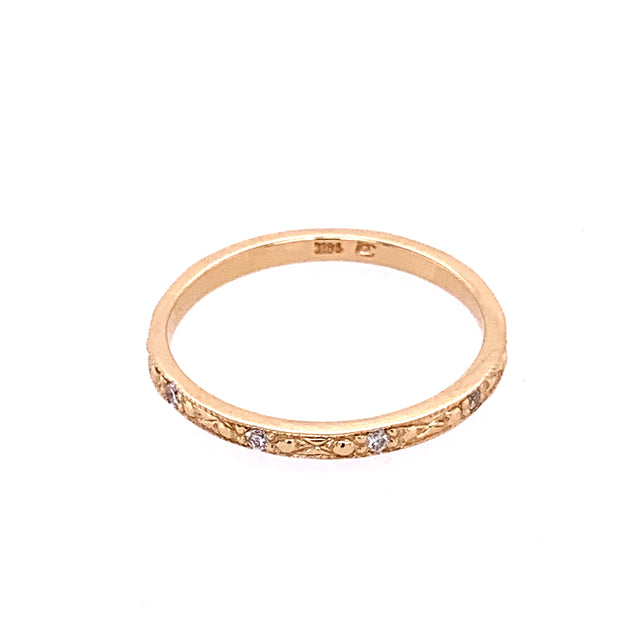 Vintage Inspired Diamond Wedding Band in Yellow Gold