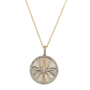 Fluted Star Set Diamond Pendant in Yellow Gold