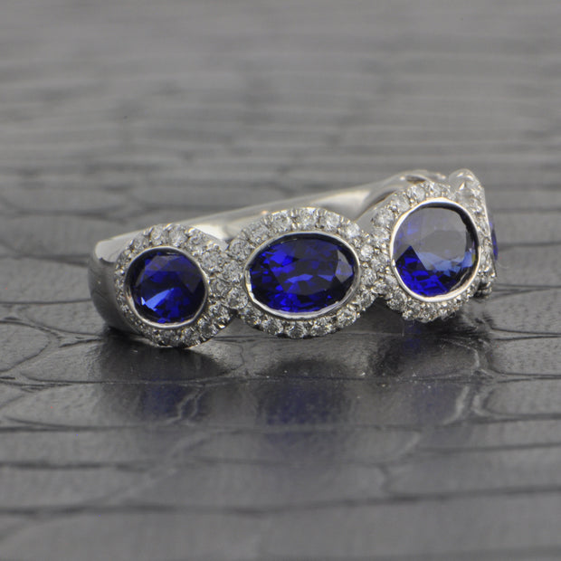 Magnificent Sapphire and Diamond Band in Platinum
