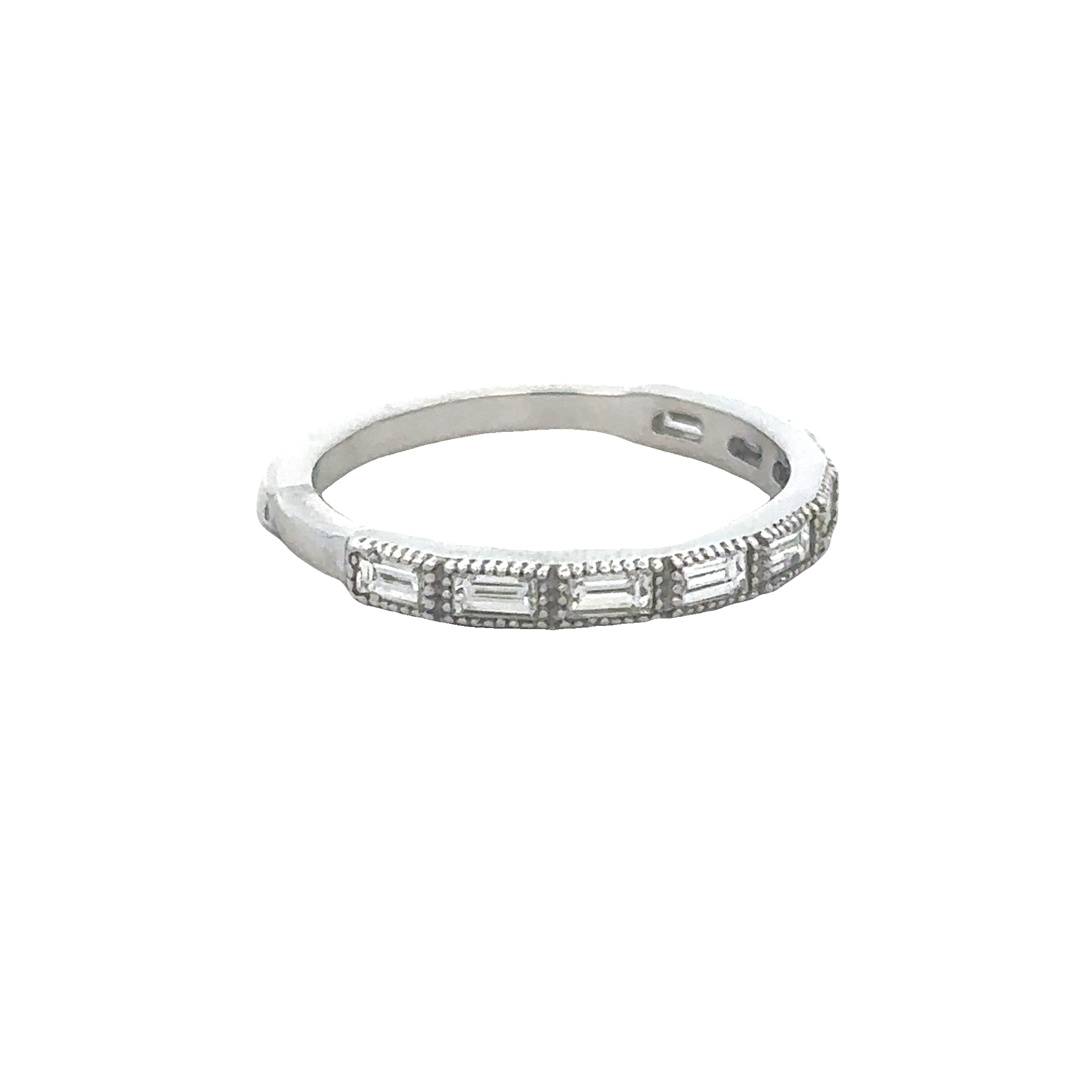 Thin Baguette Cut Diamond Band in White Gold