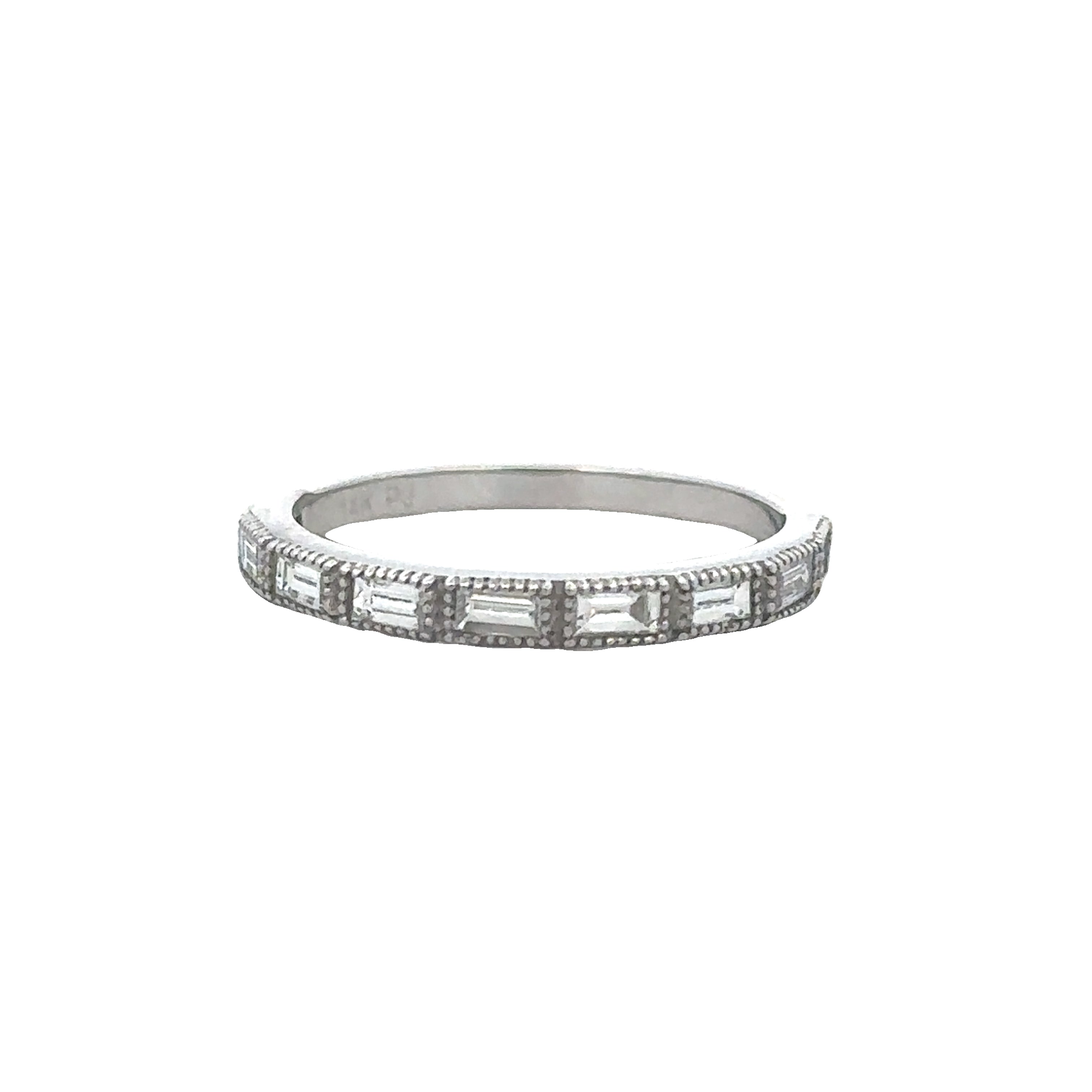 Thin Baguette Cut Diamond Band in White Gold
