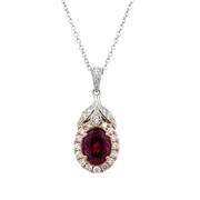 Rhodolite Garnet and Diamond Pendant in Two Tone Gold