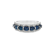 Sapphire and Diamond Band Ring in White Gold