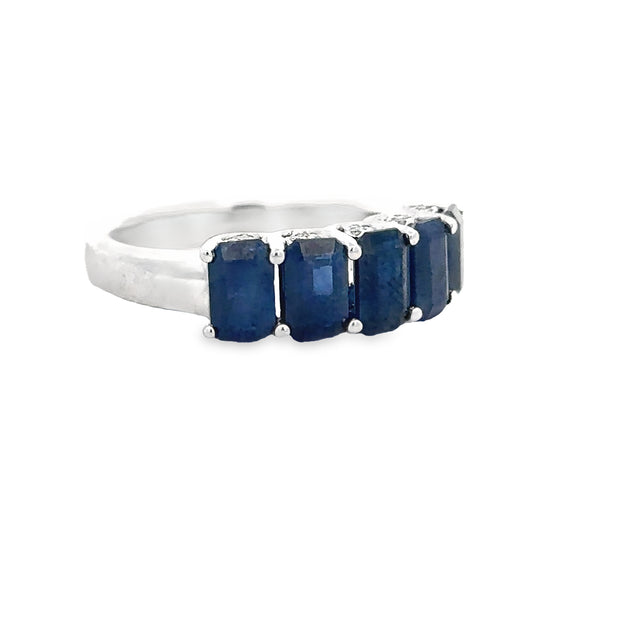 Five Sapphire Band in White Gold