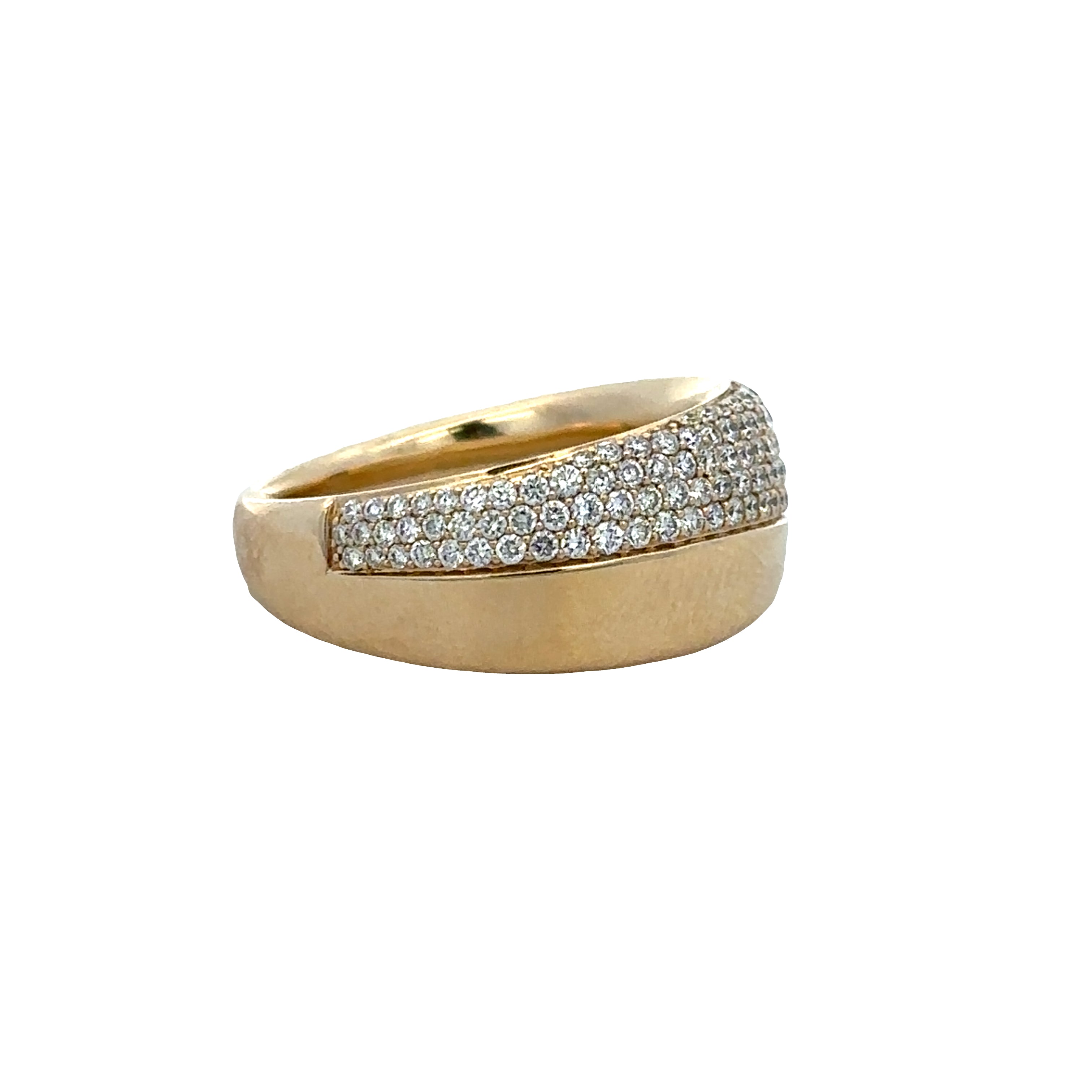 14k Yellow Gold Diamond Wide Modern Band Ring – Size 7