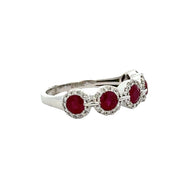 Ruby and Diamond Band Ring in White Gold