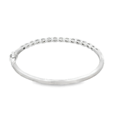 Oval Diamond Bangle Bracelet in White Gold