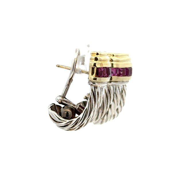 Two Tone Rhodolite Garnet Earrings by David Yurman