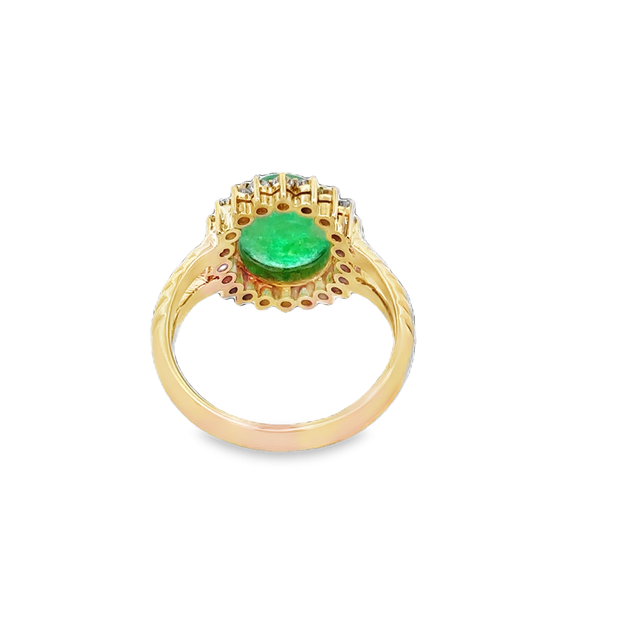 Jade and Diamond Ring in 18k Yellow Gold