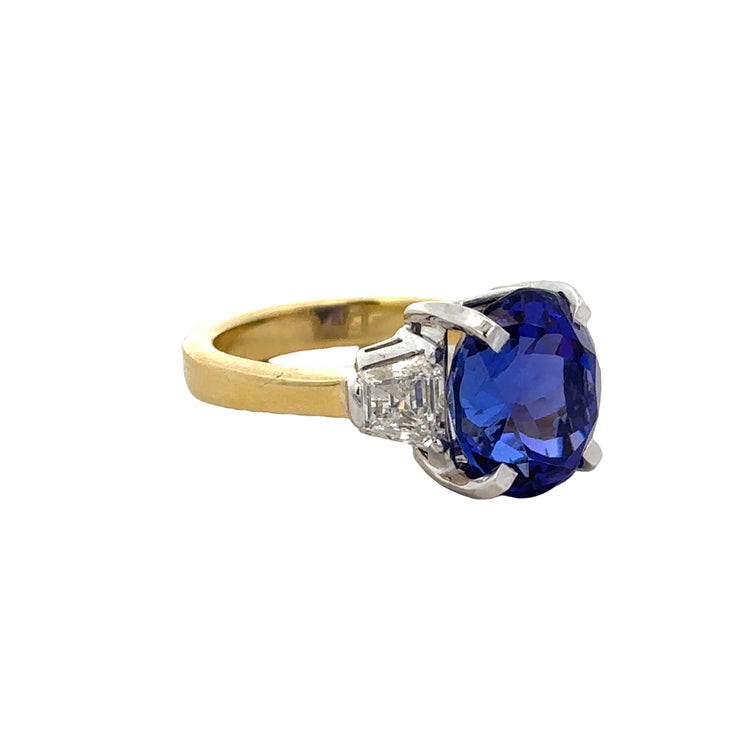 Statement Tanzanite and Diamond Ring in 18k Two Tone Gold