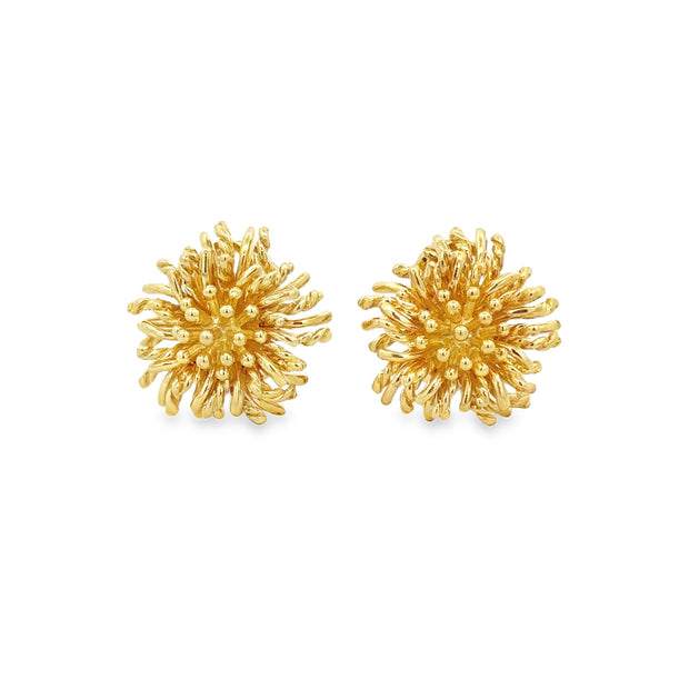 Vintage Tiffany & Co. McTeigue Thistle Clip-on Earrings in 18k Yellow Gold