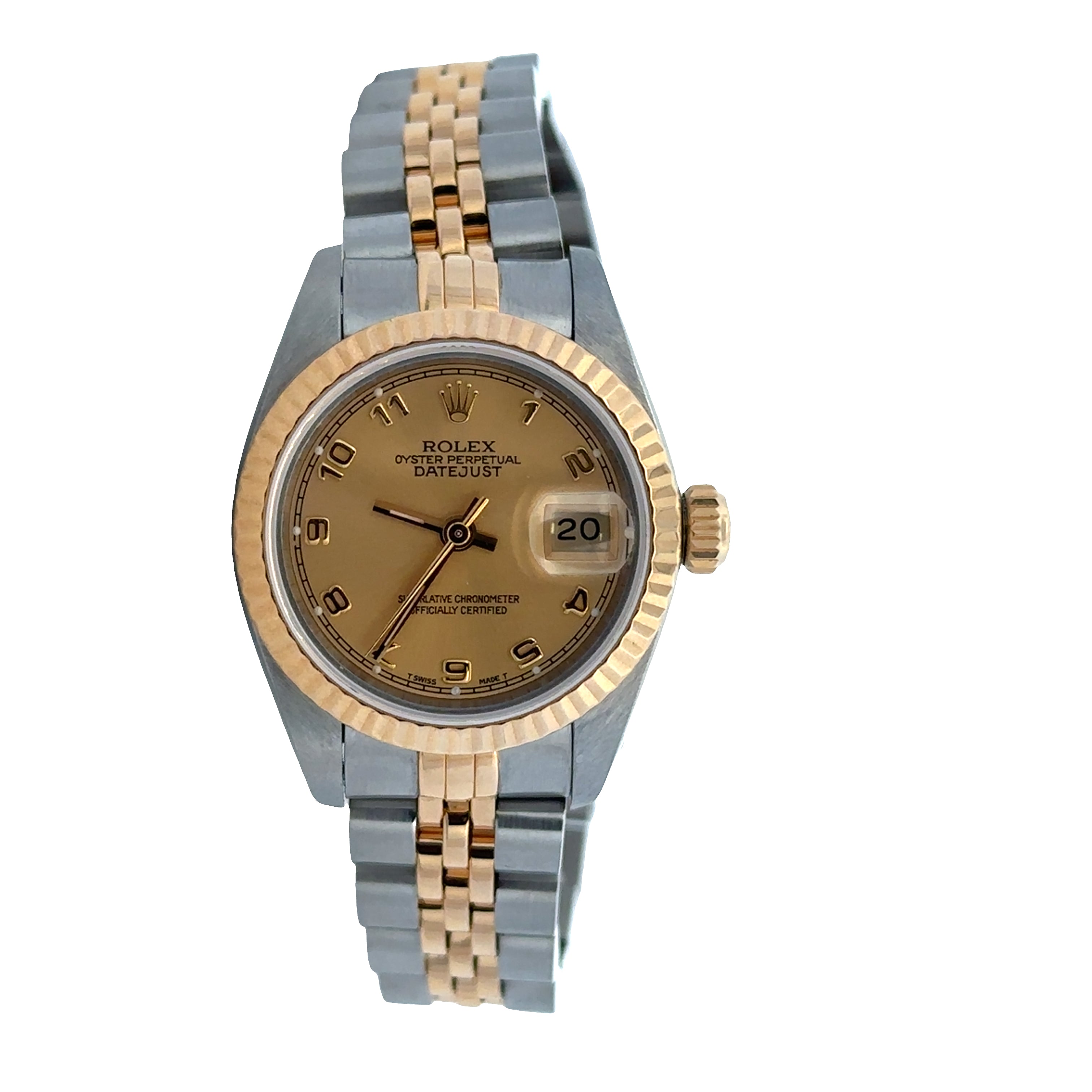 Vintage Pre-owned Rolex Lady-Datejust Stainless Steel & 18k Yellow Gold 26mm Wristwatch – Ref. 69173 / 69178-S188