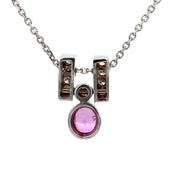 Pink Sapphire and Diamond Pendant in White Gold