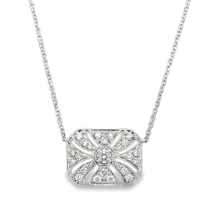 Art Deco Inspired Diamond Necklace in 18k White Gold