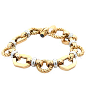 Two Tone Rope Accented Open Link Bracelet in 18k Gold