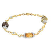 Faceted Gemstone and Diamond Bracelet in Yellow Gold