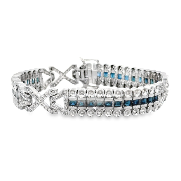 Sapphire and Diamond Bracelet in White Gold