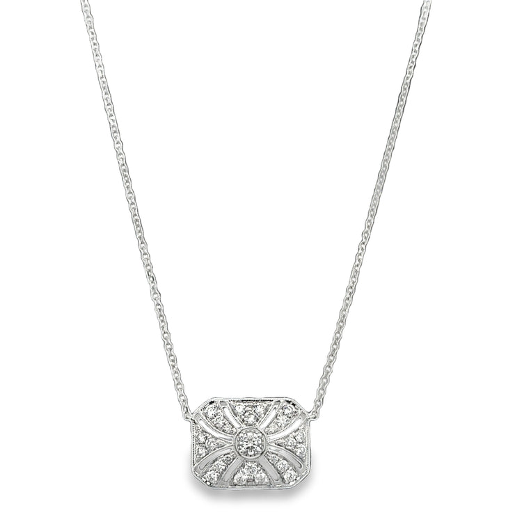 Art Deco Inspired Diamond Necklace in 18k White Gold