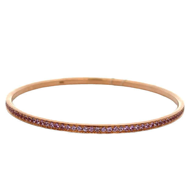 Pink Sapphire Bangle Bracelet in 18k Yellow Gold