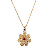 Citrine and Garnet Floral Pendant in Yellow Gold