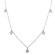 Round Brilliant Cut Diamond Station Necklace in 18k White Gold