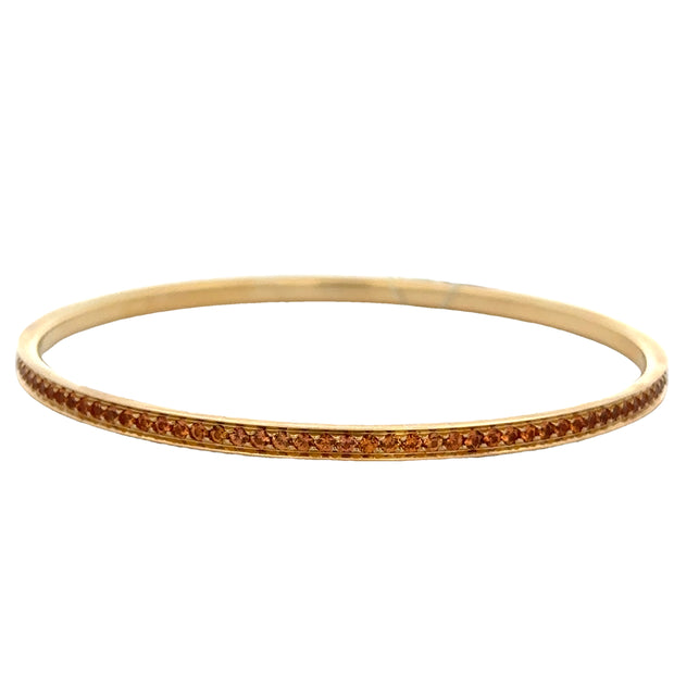 Orange Sapphire Bangle Bracelet in 18k Yellow Gold