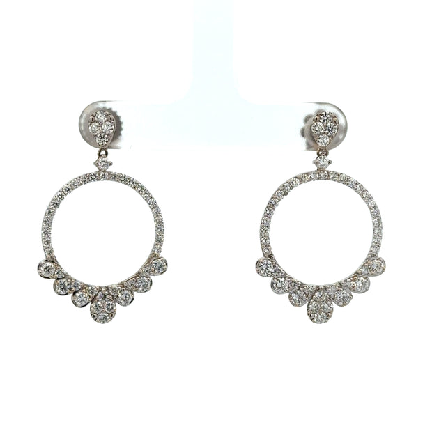 Circular Diamond Earrings in White Gold