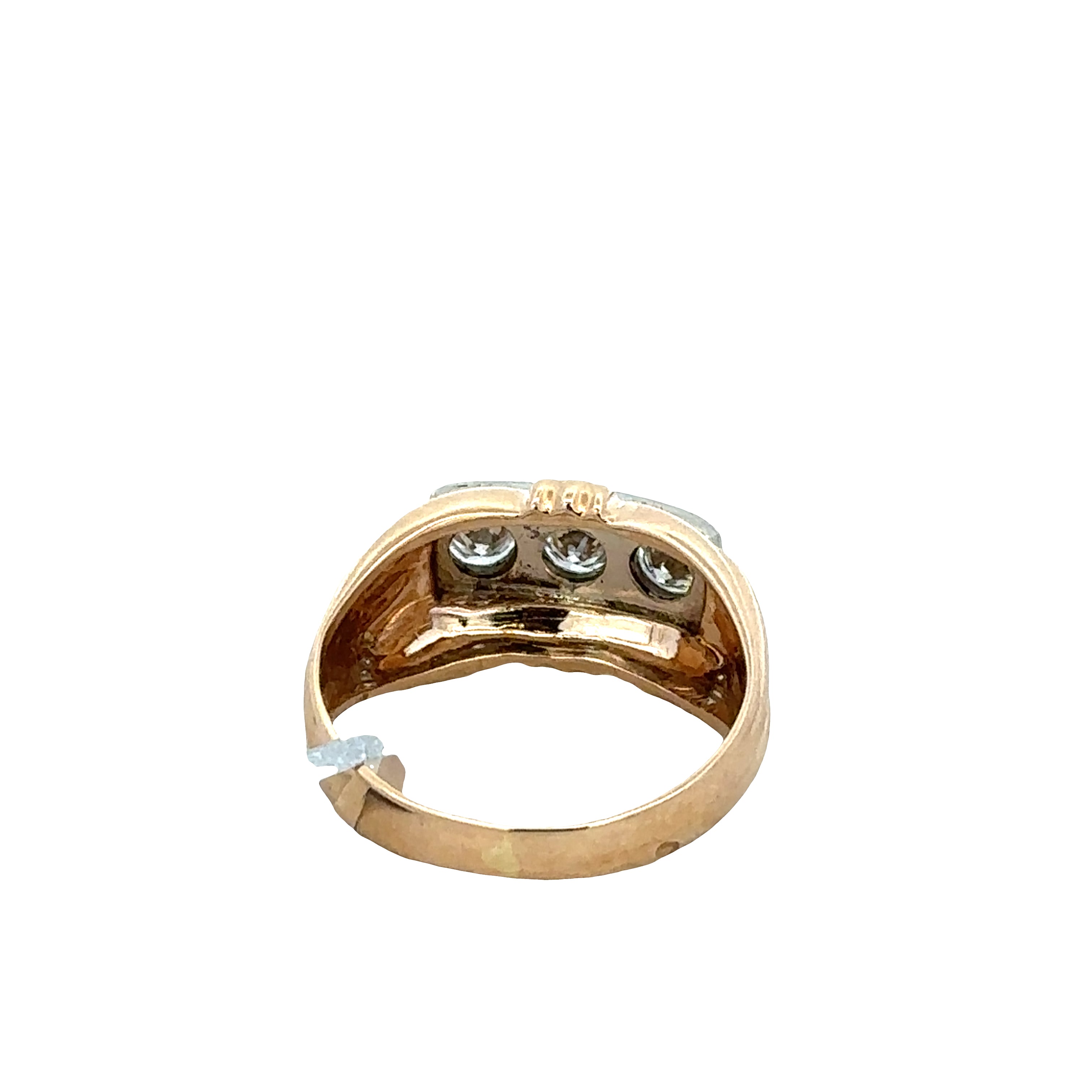 Vintage 14k Yellow & White Gold Gents Diamond Ring – Size 9