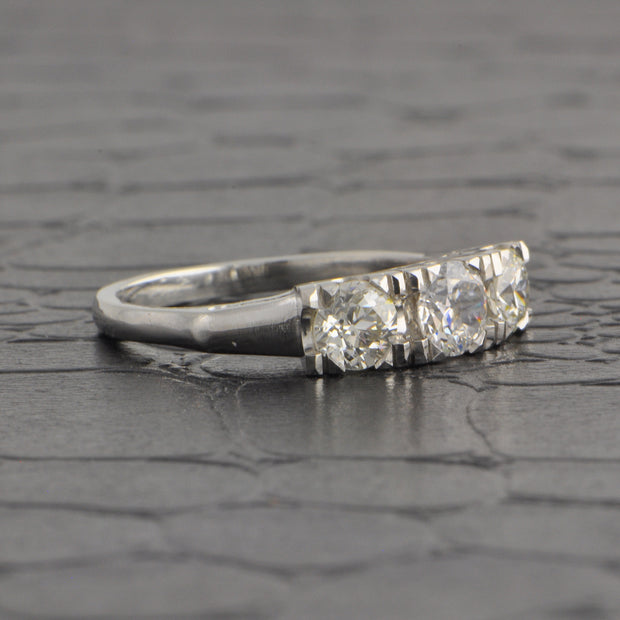 Vintage 1950s Three Stone Diamond Band in Platinum