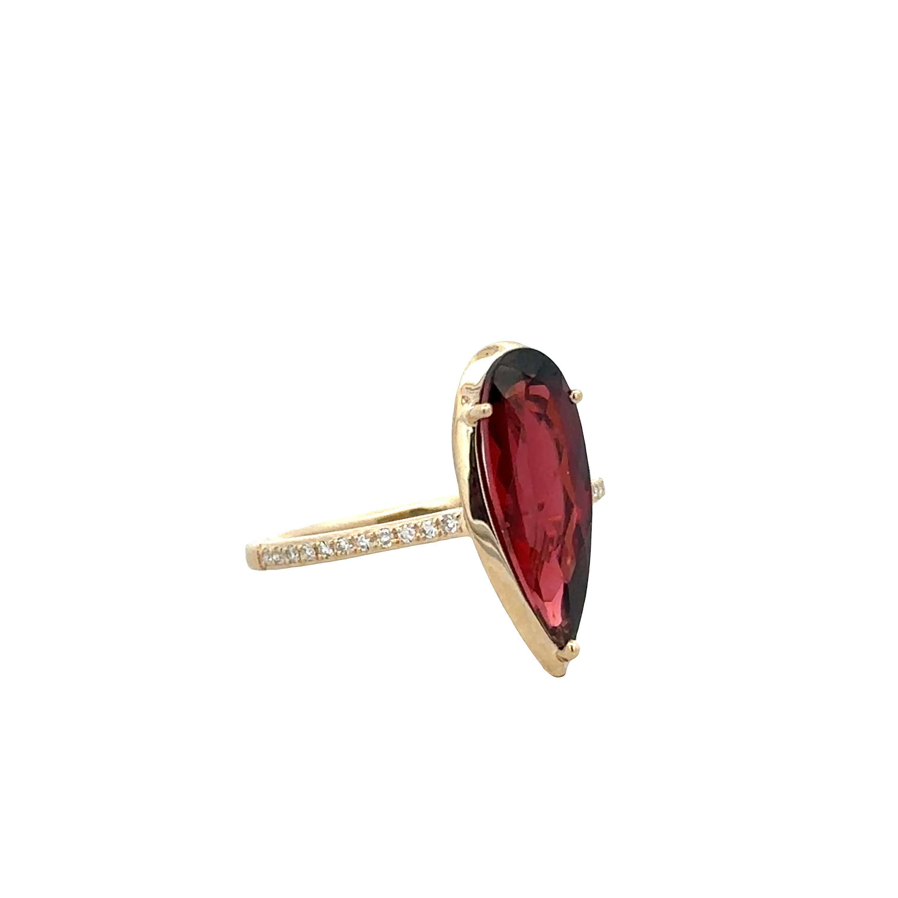 14k Yellow Gold Garnet & Diamond Ring – Size 7.25