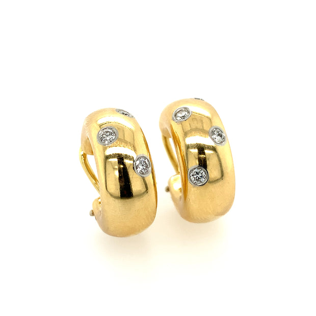 Estate Tiffany & Co. Etoile Diamond Hoop Earrings in 18k Gold