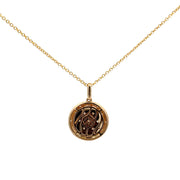 Diamond Accented Disc Pendant in Yellow Gold