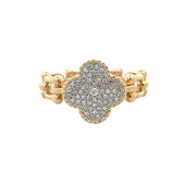 Diamond Accented Quatrefoil Ring in Yellow Gold
