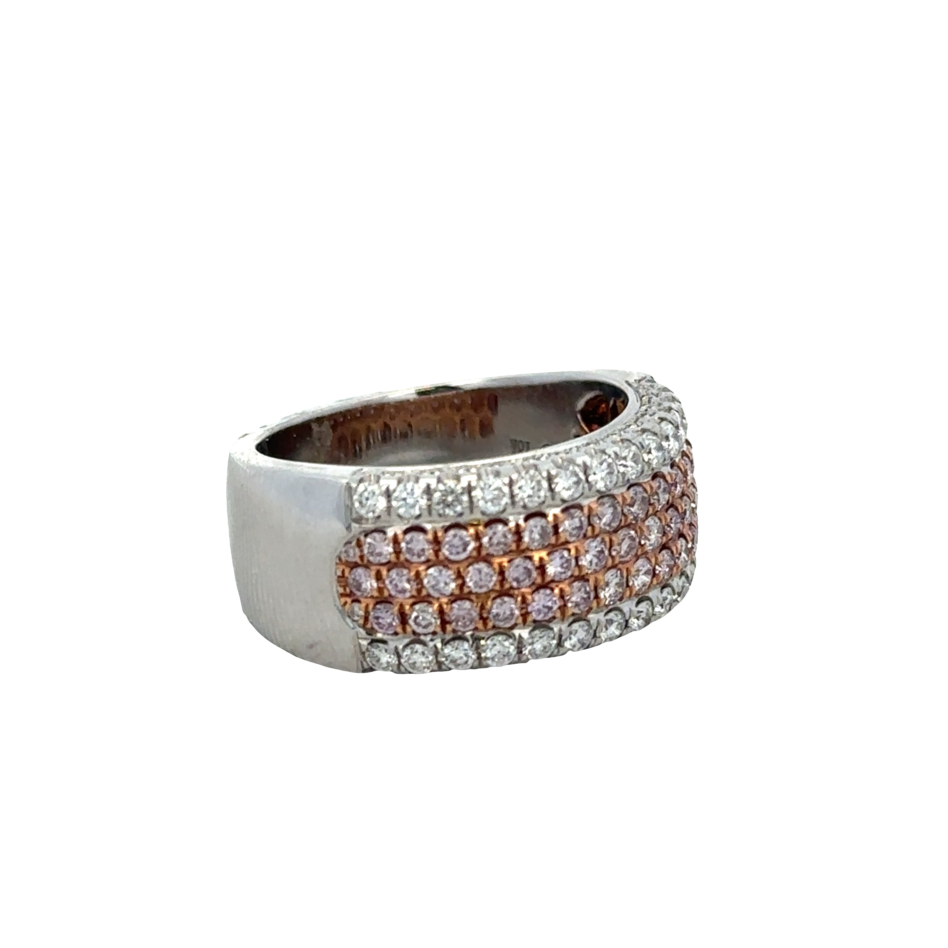 18k White & Rose Gold Pink & White Diamond Wide Band – 9.2mm