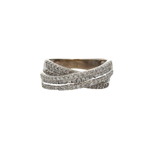 Diamond Crossover Band in White Gold