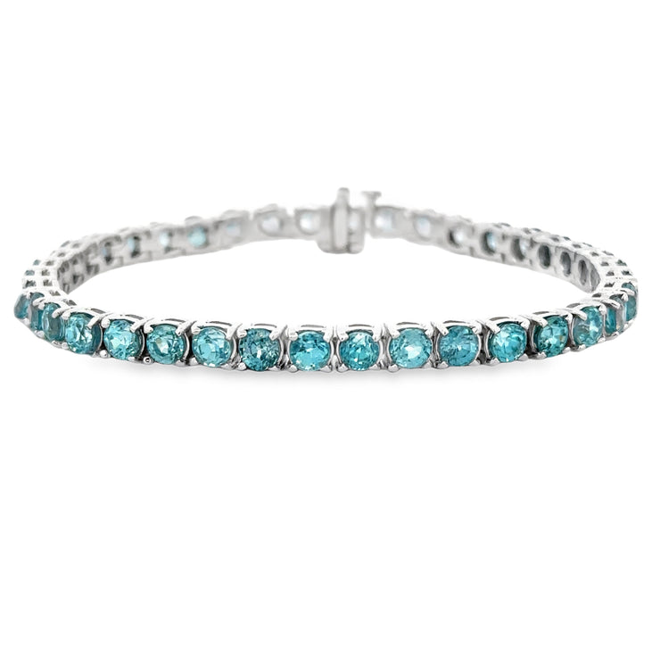 Blue Zircon Tennis Bracelet in White Gold