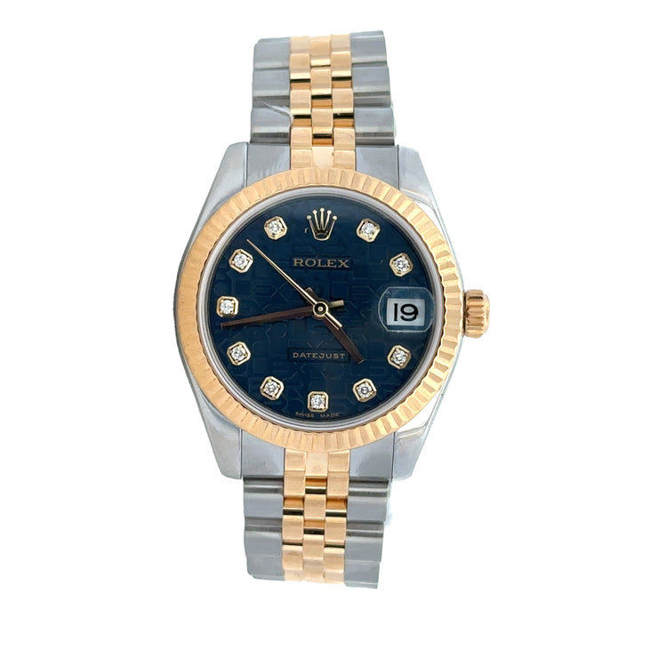 Rolex Two Tone 31MM Datejust Anniversary Jubilee Diamond Dial Automatic Wristwatch