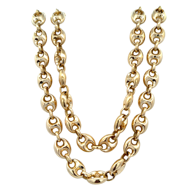 Heavy 32" Puffy Anchor Link Chain in 18k Yellow Gold