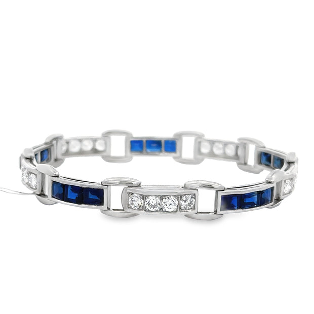 Magnificent Art Deco Sapphire and Diamond Bracelet in Platinum