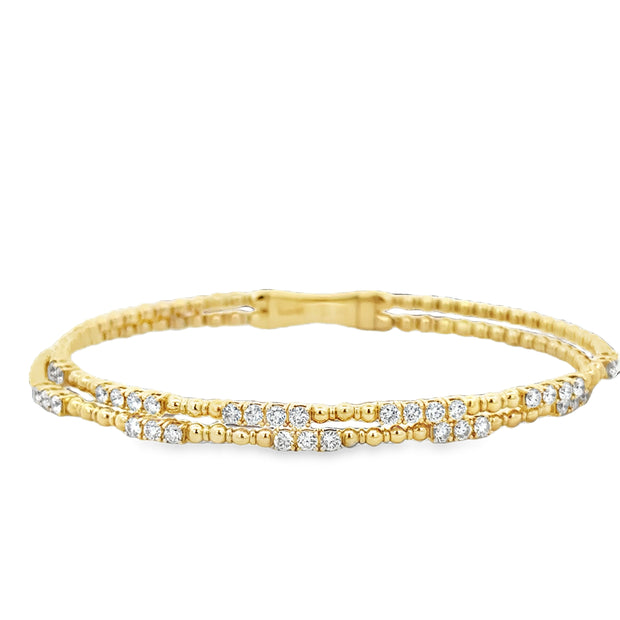 Flexible Diamond Double Row Bracelet in Yellow Gold