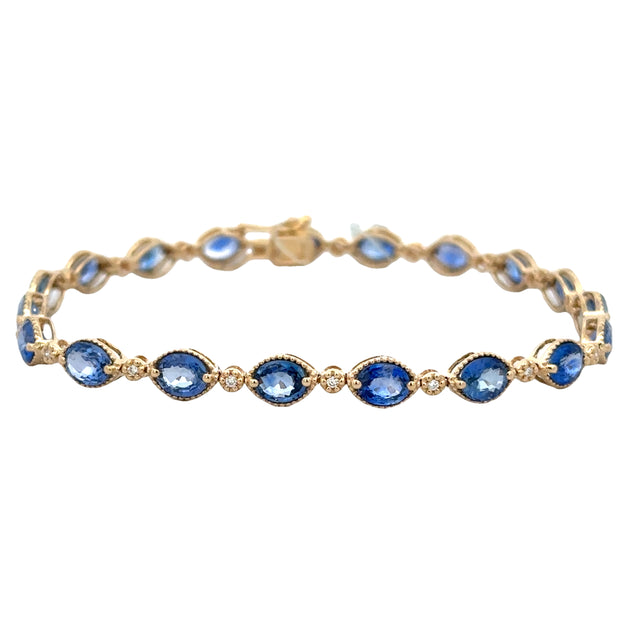 Sapphire and Diamond Bracelet in Yellow Gold