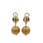 Sandblasted Gold Ball Dangle Earrings in 18k Yellow Gold