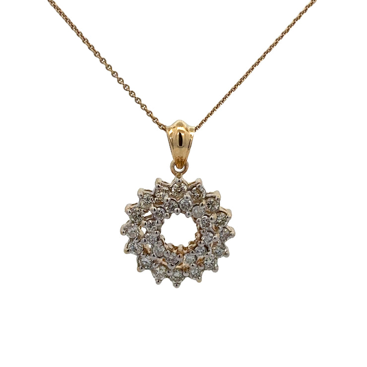 Openwork Diamond Swirl Pendant in Yellow Gold